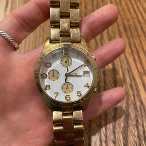 Marc Jacobs white face gold plated watch
